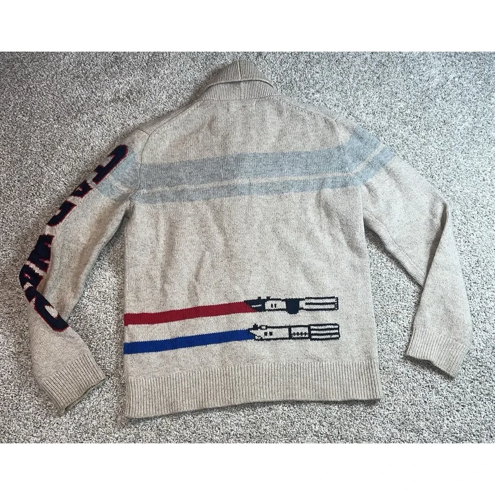 Gap Kids Cardigan Sz XL Star Wars Darth Vader‎ Lightsaber Oatmeal Knit Shawl